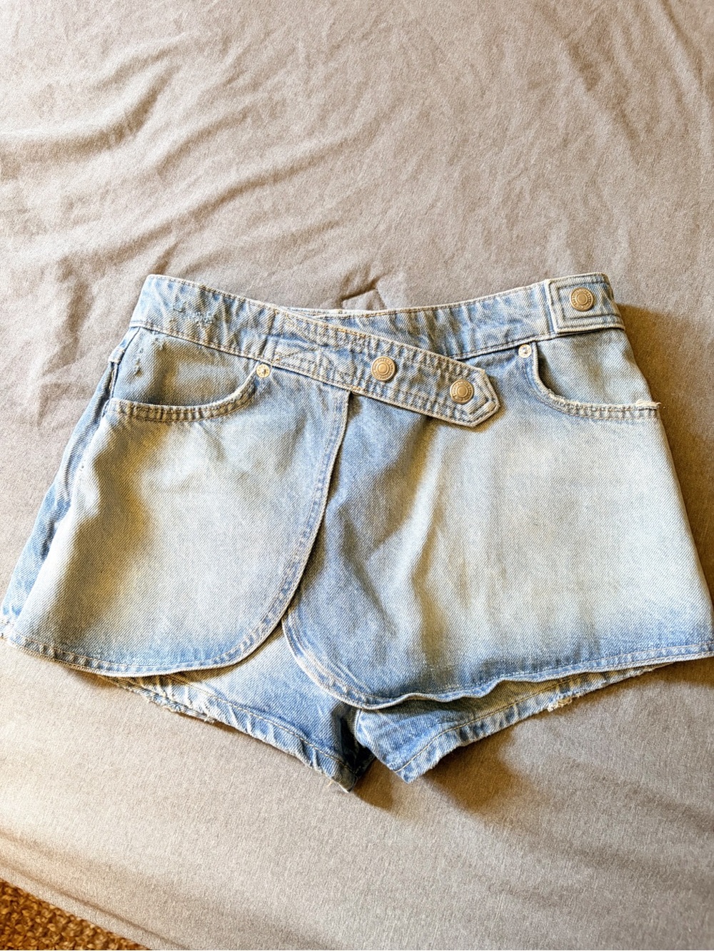 We The Free Light Blue Denim Skort Shorts